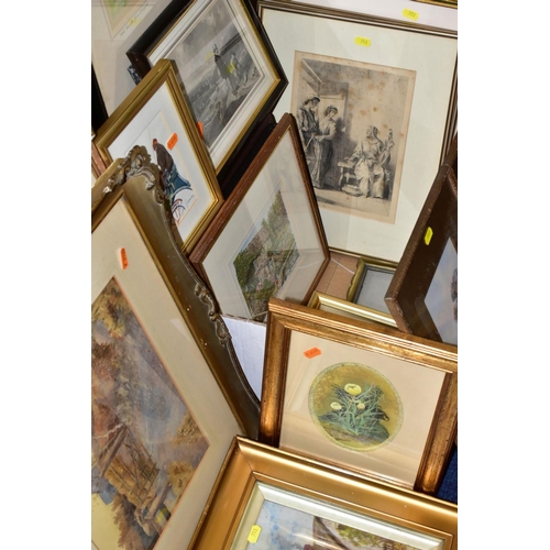 753 - PAINTINGS AND PRINTS ETC, to include a pair of W Sands watercolours of coastal villages, size approx... 