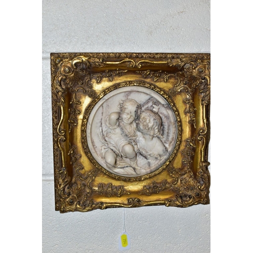 754 - AFTER EDWARD WILLIAM WYON (1811-1855), two cast marble Tondo form plaques of high relief form, both ... 