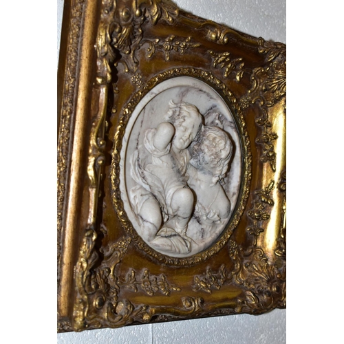 754 - AFTER EDWARD WILLIAM WYON (1811-1855), two cast marble Tondo form plaques of high relief form, both ... 