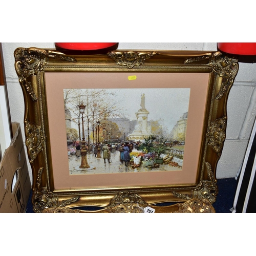 757 - G SCHROTER (20TH CENTURY),  a historic continental street scene with figures, signed bottom right oi... 