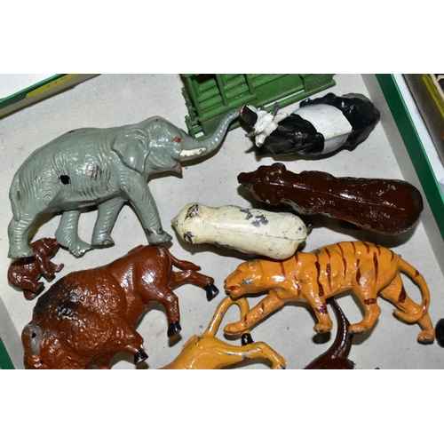 774 - A QUANTITY OF ASSORTED HOLLOWCAST AND PLASTIC ANIMALS, FIGURES AND ACCESSORIES, Britains, John Hill ... 