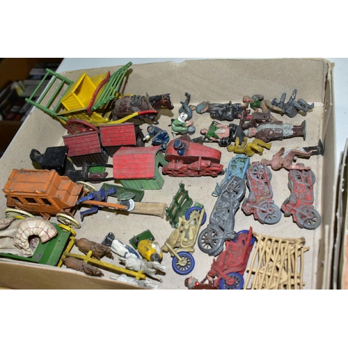 774 - A QUANTITY OF ASSORTED HOLLOWCAST AND PLASTIC ANIMALS, FIGURES AND ACCESSORIES, Britains, John Hill ... 