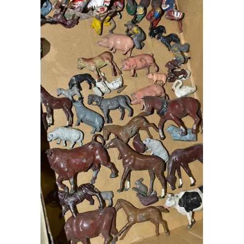 774 - A QUANTITY OF ASSORTED HOLLOWCAST AND PLASTIC ANIMALS, FIGURES AND ACCESSORIES, Britains, John Hill ... 