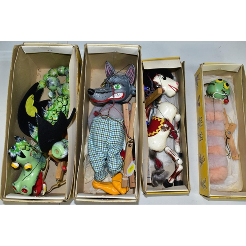 780 - FOUR BOXED PELHAM PUPPETS, 'Dragon', 'Wolf', 'Horse', and 'Caterpillar', all appear complete and in ... 