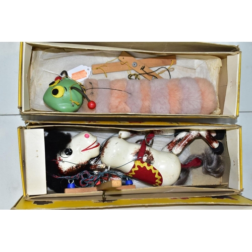 780 - FOUR BOXED PELHAM PUPPETS, 'Dragon', 'Wolf', 'Horse', and 'Caterpillar', all appear complete and in ... 