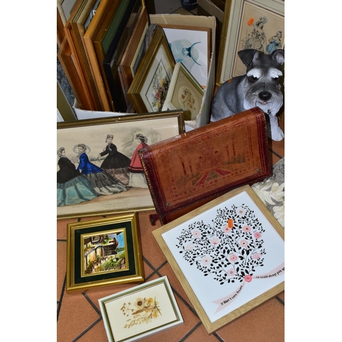 797 - FIVE BOXES AND LOOSE PICTURES AND MISCELLANEOUS ITEMS, to include Old Hall coffee pot, tea pot and h... 