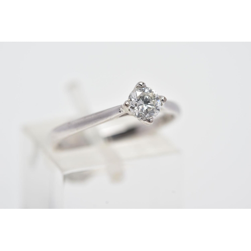 95 - AN 18CT WHITE GOLD SINGLE STONE DIAMOND RING, the brilliant cut diamond within a four claw setting, ... 