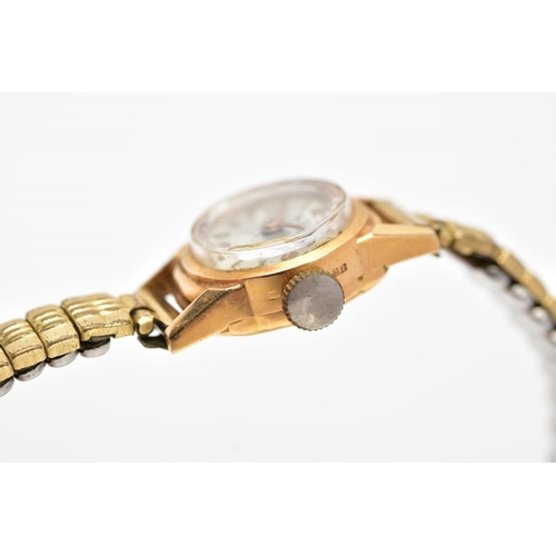 99 - A WRISTWATCH, the Mu Du wristwatch with 18ct gold head and gold plated expandable strap, with 18ct i... 