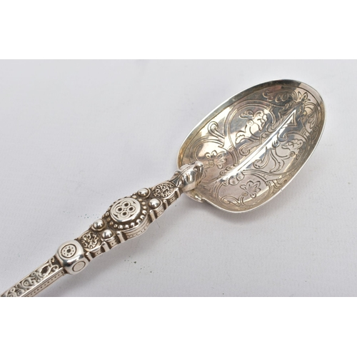 65A - TWO SILVER REPLICA SPOONS, comprising an Edwardian silver anointing spoon, by Elkington Co. Ltd, Bir... 