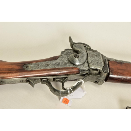 114 - THREE WHITE METAL COPIES OF ANTIQUE FIREARMS, the first is a copy of a Miquelet flintlock pistol hav... 