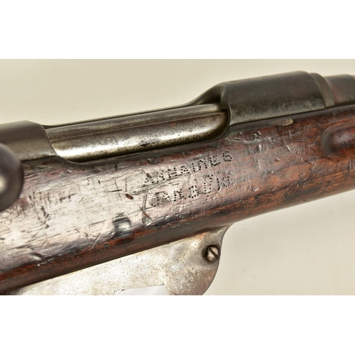 115 - A STEYR MANNLICHER MODEL 95 MILITARY RIFLE CONVERTED TO .410'', the magazine had a plate welded acro... 