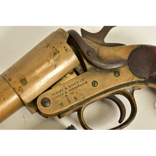 120 - A 1'' WEBLEY & SCOTT MK II FLARE/SIGNAL PISTOL, made in 1918 and bearing military proof marks, it ha... 