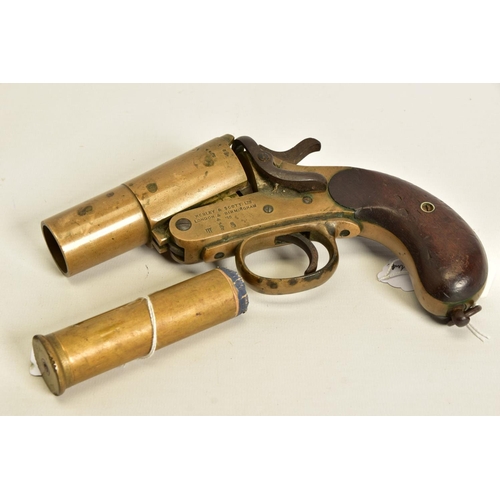 120 - A 1'' WEBLEY & SCOTT MK II FLARE/SIGNAL PISTOL, made in 1918 and bearing military proof marks, it ha... 