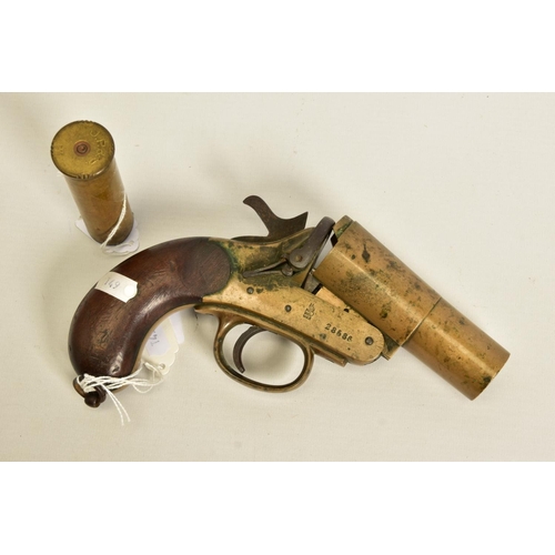 120 - A 1'' WEBLEY & SCOTT MK II FLARE/SIGNAL PISTOL, made in 1918 and bearing military proof marks, it ha... 