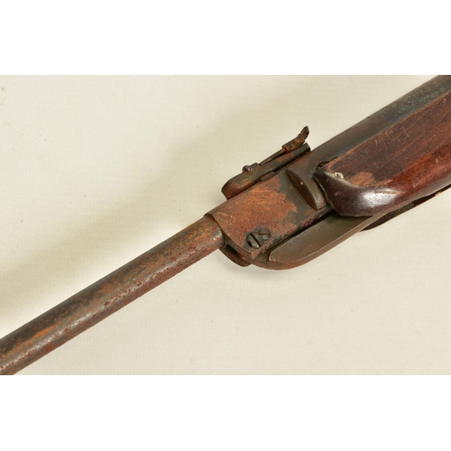 121 - A .22'' DIANA MODEL G27 AIR RIFLE, it is in working order and complete but its former blue surfaces ... 