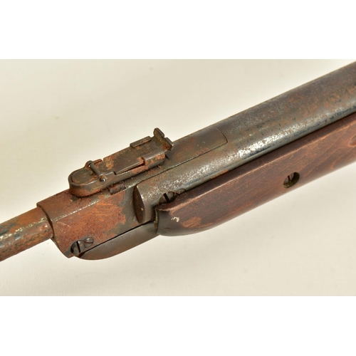 121 - A .22'' DIANA MODEL G27 AIR RIFLE, it is in working order and complete but its former blue surfaces ... 