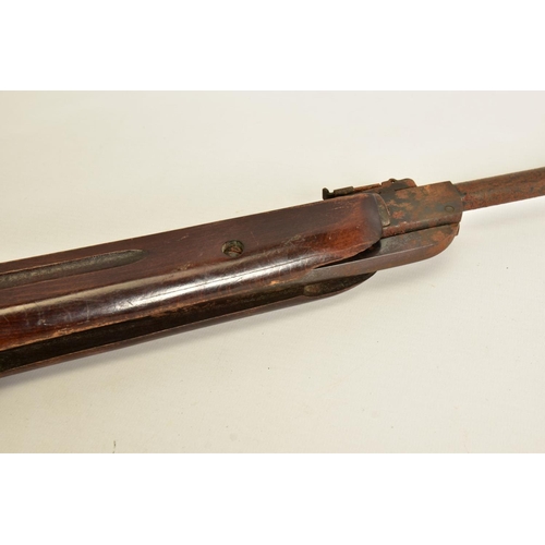 121 - A .22'' DIANA MODEL G27 AIR RIFLE, it is in working order and complete but its former blue surfaces ... 