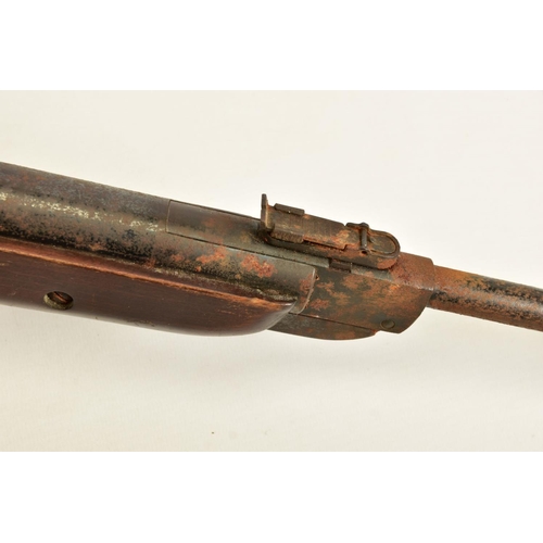 121 - A .22'' DIANA MODEL G27 AIR RIFLE, it is in working order and complete but its former blue surfaces ... 