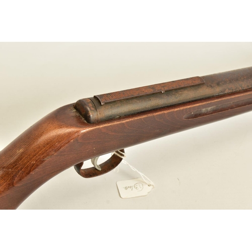 121 - A .22'' DIANA MODEL G27 AIR RIFLE, it is in working order and complete but its former blue surfaces ... 