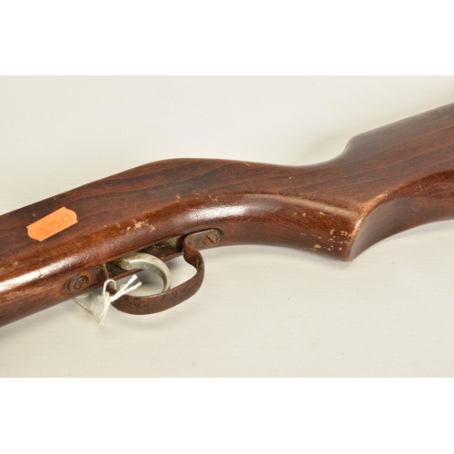 121 - A .22'' DIANA MODEL G27 AIR RIFLE, it is in working order and complete but its former blue surfaces ... 
