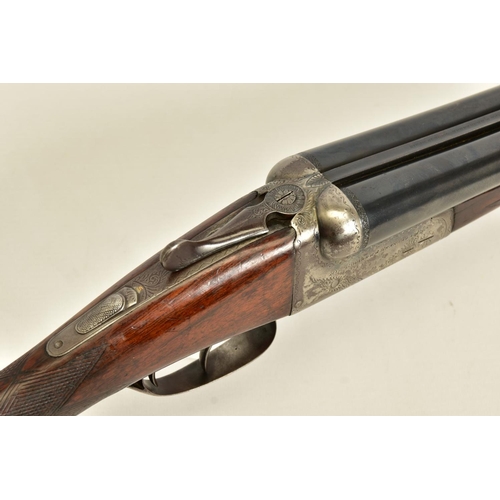 126 - A 12 BORE SIDE BY SIDE DOUBLE BARREL DOUBLE TRIGGER AYA No 4 boxlock ejector shotgun chambered for 7... 