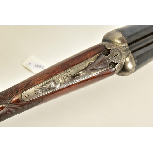 126 - A 12 BORE SIDE BY SIDE DOUBLE BARREL DOUBLE TRIGGER AYA No 4 boxlock ejector shotgun chambered for 7... 
