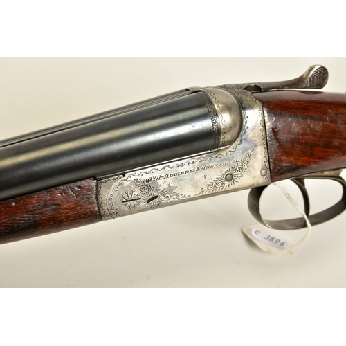 126 - A 12 BORE SIDE BY SIDE DOUBLE BARREL DOUBLE TRIGGER AYA No 4 boxlock ejector shotgun chambered for 7... 