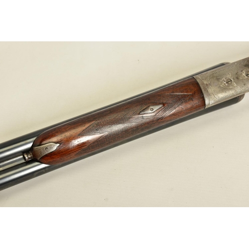 126 - A 12 BORE SIDE BY SIDE DOUBLE BARREL DOUBLE TRIGGER AYA No 4 boxlock ejector shotgun chambered for 7... 