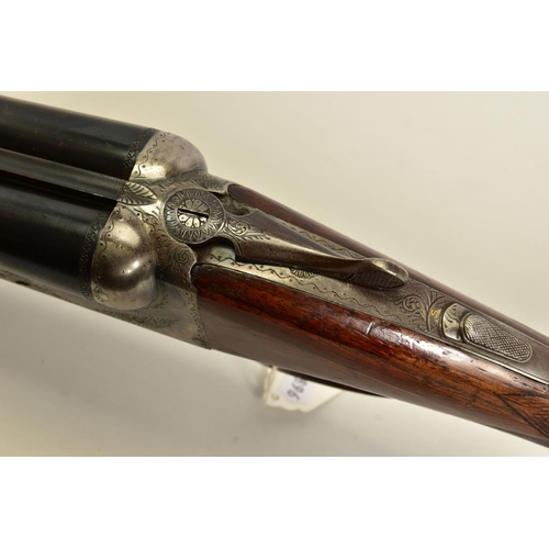 126 - A 12 BORE SIDE BY SIDE DOUBLE BARREL DOUBLE TRIGGER AYA No 4 boxlock ejector shotgun chambered for 7... 