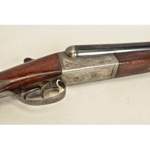 126 - A 12 BORE SIDE BY SIDE DOUBLE BARREL DOUBLE TRIGGER AYA No 4 boxlock ejector shotgun chambered for 7... 