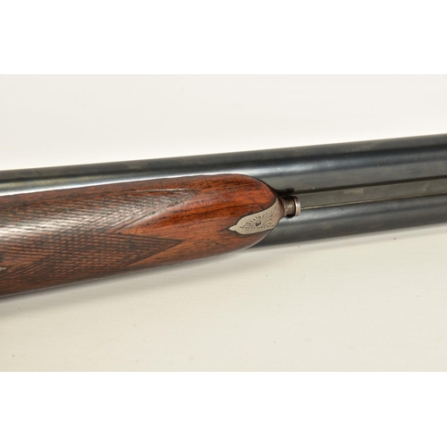 126 - A 12 BORE SIDE BY SIDE DOUBLE BARREL DOUBLE TRIGGER AYA No 4 boxlock ejector shotgun chambered for 7... 