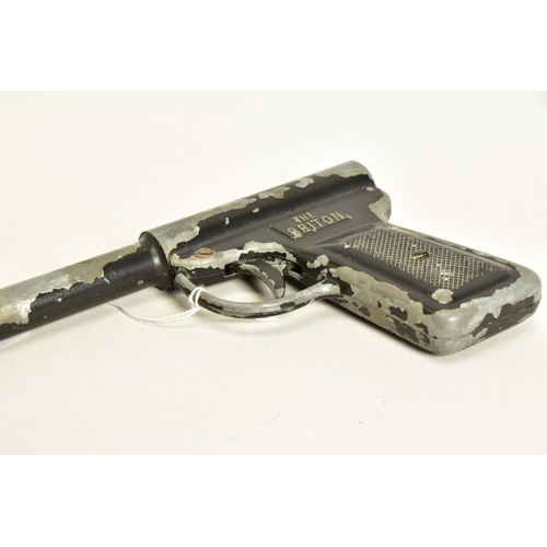 134 - A .177'' GAT TYPE AIR PISTOL marked Briton, it's japanned surfaces have lost a considerable amount o... 