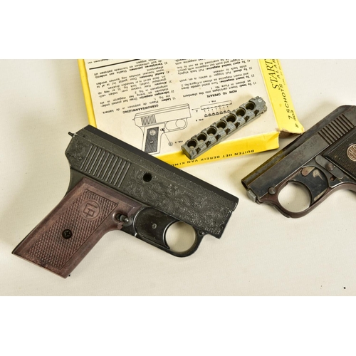 136 - AN ITALIAN .22'' BLANK STARTING PISTOL with a magazine and original box, together with .22'' Blank E... 