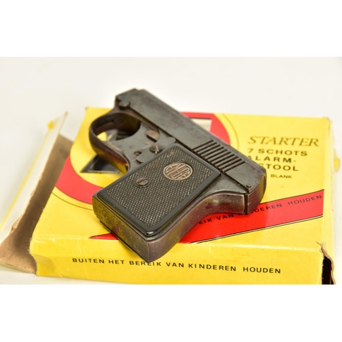 136 - AN ITALIAN .22'' BLANK STARTING PISTOL with a magazine and original box, together with .22'' Blank E... 