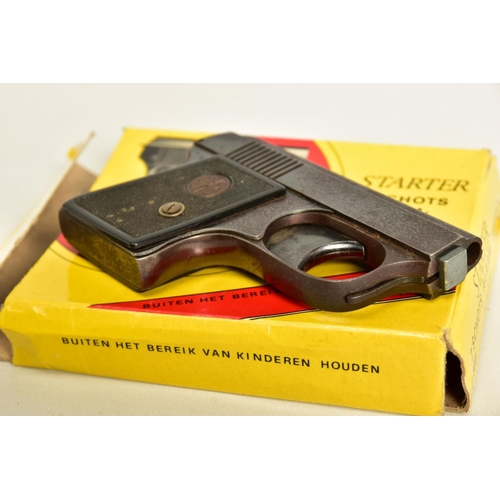 136 - AN ITALIAN .22'' BLANK STARTING PISTOL with a magazine and original box, together with .22'' Blank E... 