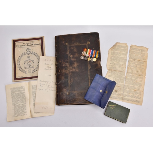 43 - AN ARCHIVE OF MINIATURE MEDALS AND ORIGINAL PAPERWORK ATTRIBUTED TO A SOLDIER IN THE 'QUEENS' ROYAL ... 