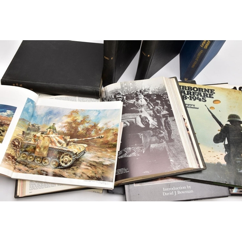 69 - A LARGE BOX CONTAINING ELEVEN BOOKS OF MILITARY INTEREST, to include Vietnam War, Falklands War, Jap... 