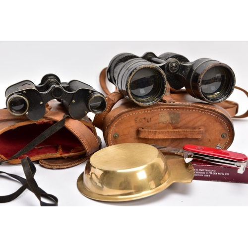 76 - TWO BOXED PAIRS OF MILITARY BINOCULARS, one box marked Bino prism No.5 MKI, the other pair is crow f... 