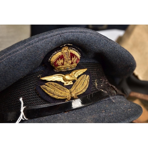 79 - TWO RAF WWII BATTLE DRESS UNIFORM JACKETS, one with trousers, one jacket with VR shoulder tabs and W... 