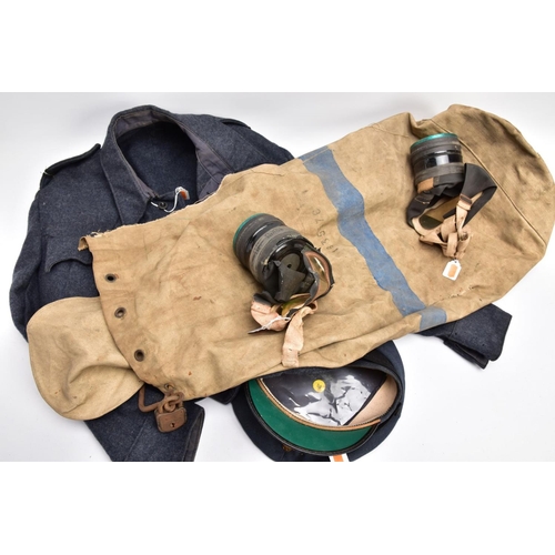 79 - TWO RAF WWII BATTLE DRESS UNIFORM JACKETS, one with trousers, one jacket with VR shoulder tabs and W... 