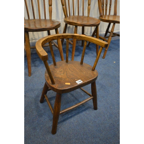 1390 - SIX VARIOUS PERDIOD CHAIRS, to include a 20th century oak child's chair, 19th century elm country ru... 