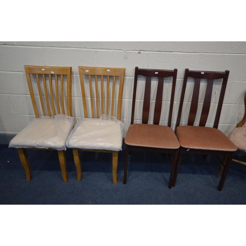 1391 - A SET OF THREE VICTORIAN CHAIRS, along with two pairs of modern chairs, two gilt framed wall mirror ... 