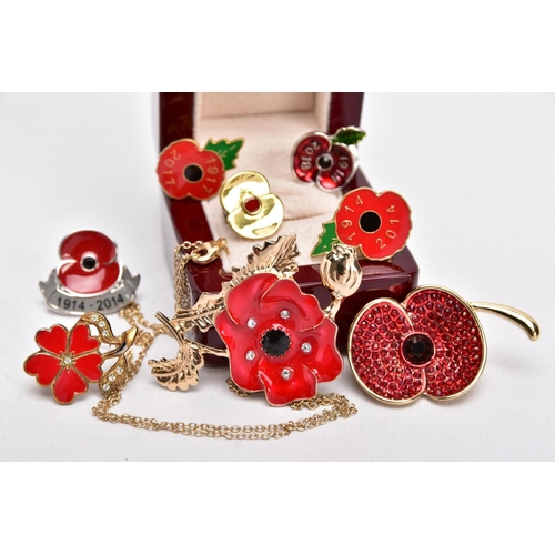 12 - A COLLECTION OF ROYAL BRITISH LEGION AND OTHER COMMEMORATIVE POPPY PINS, to include a Royal British ... 