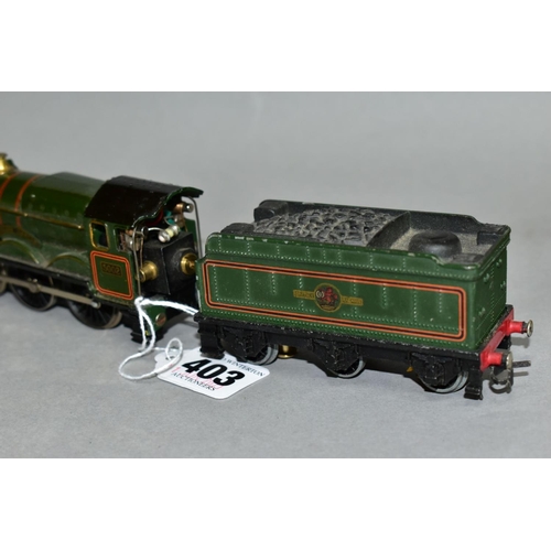 403 - AN UNBOXED HORNBY DUBLO CASTLE CLASS LOCOMOTIVE 'Ludlow Castle' No. 5002 (3221), with a kit built Ma... 