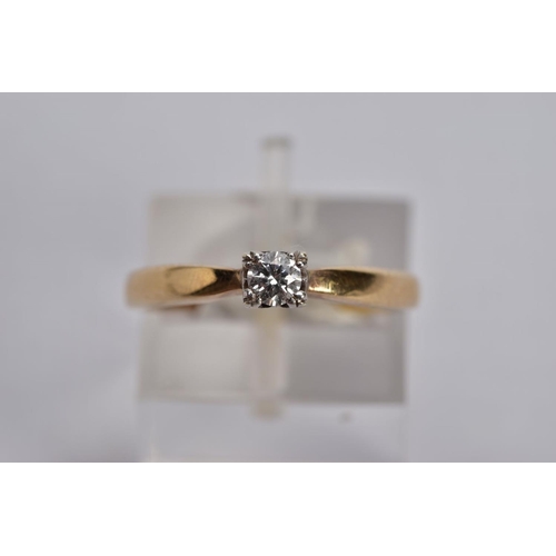 48 - A 9CT GOLD SINGLE STONE DIAMOND RING, designed with a raised claw set, round brilliant cut diamond, ... 