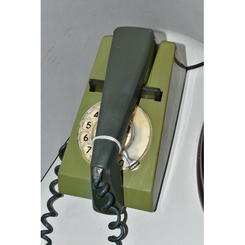 486 - A RETRO GREEN TRIM PHONE, with label 'MK 2 BMF Modified' to base, no cable (Condition Report:- worn ... 