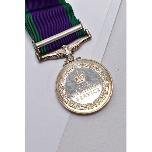 83 - A ERII CAMPAIGN SERVICE MEDAL, Northern Ireland Bar named to 24339301 RFN (Rifleman) G P Hammond, RG... 