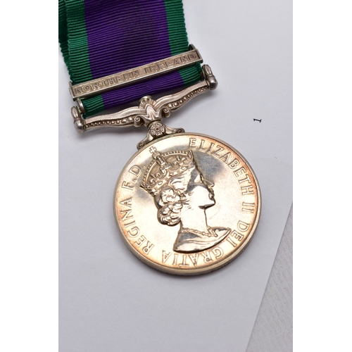 83 - A ERII CAMPAIGN SERVICE MEDAL, Northern Ireland Bar named to 24339301 RFN (Rifleman) G P Hammond, RG... 