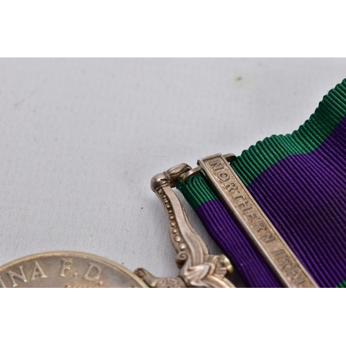 83 - A ERII CAMPAIGN SERVICE MEDAL, Northern Ireland Bar named to 24339301 RFN (Rifleman) G P Hammond, RG... 