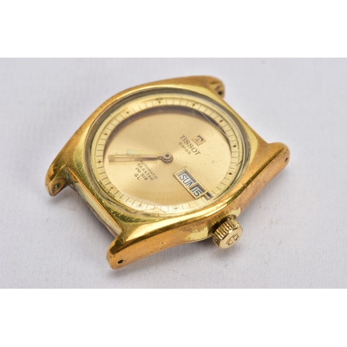 60 - A GENTS TISSOT SWISS AUTOMATIC WRISTWATCH, a.f round gold dial signed 'Tissot Swiss, Automatic SeaSt... 